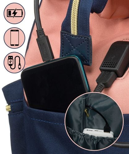 plecak materiałowy ptn alfa-6027 navy+pink na Arena.pl