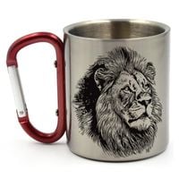 KUBEK Z LWEM. METALOWY KUBEK Z KARABIŃCZYKIEM, 300ML