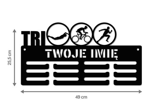 Wieszak na medale TRI twoje imię dowolny tekst 46.1 na Arena.pl