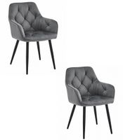 Krzesło ciemnoszare welurowe aksamitne JORK z czarnymi nogami x2