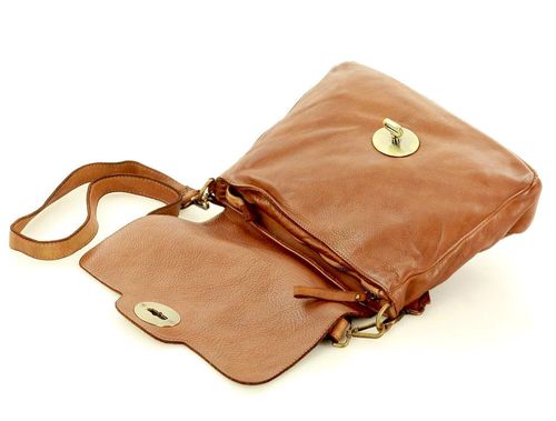 Legendarna torebka skórzana na ramię 2 w 1 genuine lether - MARCO MAZZINI brąz migdałowy na Arena.pl