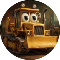 Opłatek na tort Urodziny Koparka Spych Spychacz Ładowacz Maszyna Budowlana