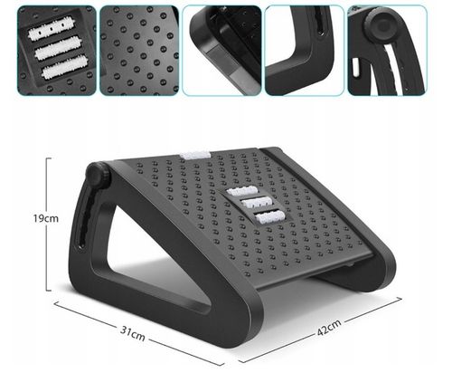 PODNÓŻEK BIUROWY PODSTAWA PLATFORMA POD STOPY REGULOWANY 6X ANTYPOŚLIZGOWY na Arena.pl