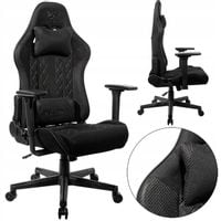 FOTEL GRACZA GAMINGOWY OBROTOWY NA KÓŁKACH BIUROWY DO BIURKA czarny TKANINA