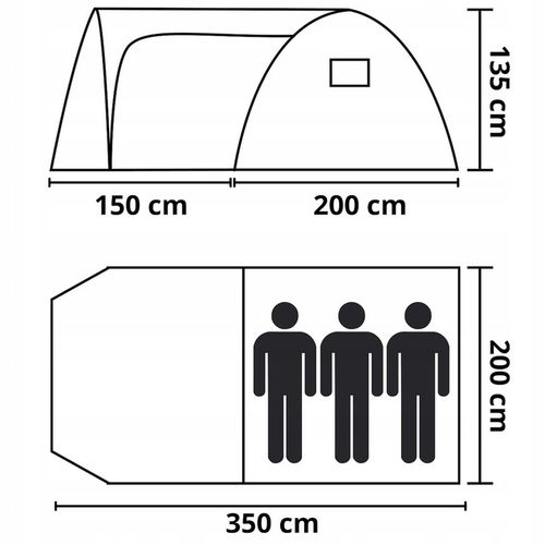 MOCNY NAMIOT TURYSTYCZNY KEMPINGOWY NA BIWAK DUŻY 4-OSOBOWY IGLO 350cm na Arena.pl