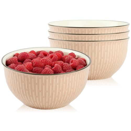 CERAMICZNA SALATERKA NA ZUPĘ OWOCE PRZEKĄSKI RÓŻOWA ZDOBIONA Z WZOREM na Arena.pl