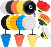 ZESTAW GĄBEK GĄBKI PADY POLERSKIE DO POLEROWANIA LAKIERU + STOŻKI DO FELG