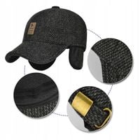 ZIMOWA CZAPKA Z DASZKIEM CHOWANE NAUSZNIKI CIEPŁA RĘKAWICZKI ZESTAW NA ZIMĘ