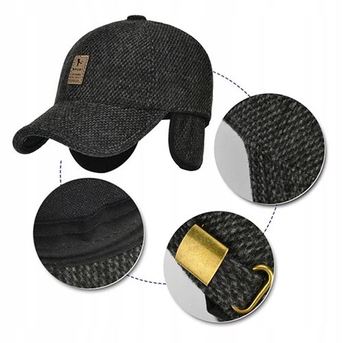 ZIMOWA CZAPKA Z DASZKIEM CHOWANE NAUSZNIKI CIEPŁA RĘKAWICZKI ZESTAW NA ZIMĘ na Arena.pl