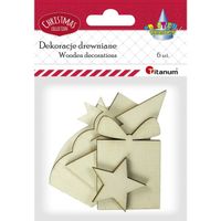dekoracje drewniane 6 szt titanum christmas choinka prezent gwiazdka