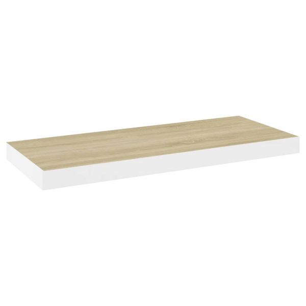Półki ścienne, 2 szt., dębowo-białe, 60x23,5x3,8 cm, MDF zdjęcie 4