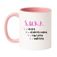 KUBEK "S.U.K.A." Wzór - Klasyczny Biało-Różowy 330 ml