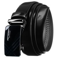 czarny pasek męski ze skóry naturalnej z automatyczną klamrą - peterson