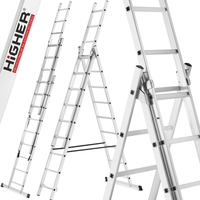 Drabina aluminiowa z opcją na schody 3x9 HIGHER 5,06m Hobby 150kg