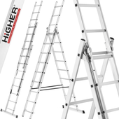 Drabina aluminiowa z opcją na schody 3x9 HIGHER 5,06m Hobby 150kg