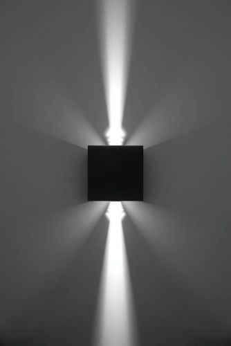 Kinkiet LAMPA przyścienna elewacyjna SL.0545 kwadratowa OPRAWA metalowa LED 6W 3000K kostka cube IP54 czarna na Arena.pl