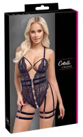 cottelli lingerie body koronkowe czarny m z odpinanymi paskami