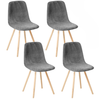 Zestaw 4 Szt. Pokrowiec Pokrowce Na Krzesło Skandynawskie Szary Welur