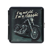 Metalowa Papierośnica z Nadrukiem Ciemnego Motocykla Gentelo na Prezent