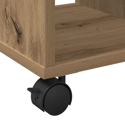 Stolik boczny z półką z kołem dąb artisan 50 x 30 x 55 cm na Arena.pl