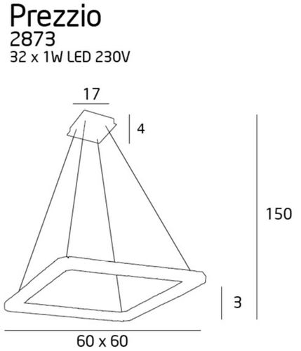 Lampa wisząca LED PREZZIO SQUARE 2873 - MaxLight na Arena.pl