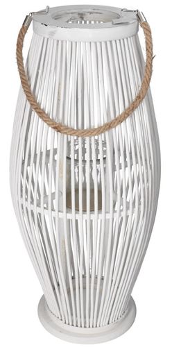 LAMPION BAMBUSOWY RATTANOWY LATARNIA 85 CM BIAŁY na Arena.pl
