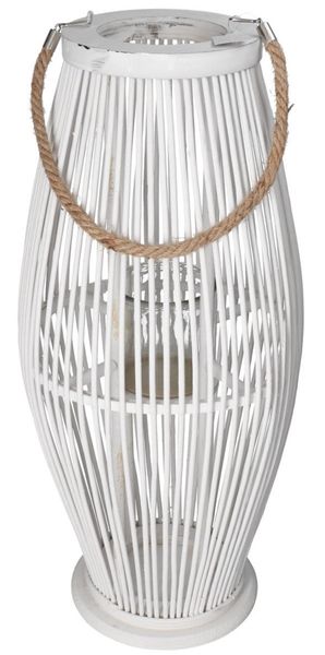 LAMPION BAMBUSOWY RATTANOWY LATARNIA 85 CM BIAŁY zdjęcie 1