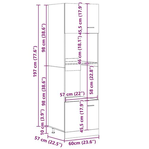 Szafka na mikrofalówkę Lyon szarość betonu 60x57x207 cm płyta na Arena.pl