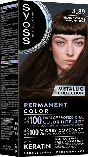 SYOSS PERMANENT COLOR METALLIC COLLECTIONFARBA DO WŁOSÓW 3_89 KAWOWY BRĄZ zdjęcie 2
