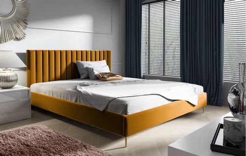 Miodowe łóżko tapicerowane LILY / R41 140x200 cm na Arena.pl