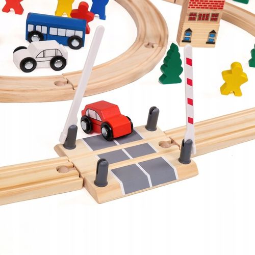 WIELKA KOLEJKA DREWNIANA TOR POCIĄG AUTKA 100 el. na Arena.pl