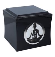 Temetyczna urna na prochy - Motyw medytacji, joga, zen Czarny / Design1