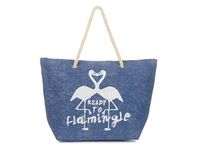 Bellugio Torba Plażowa Płócienna Z Flamingami Granatowa N95