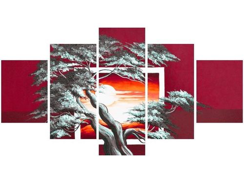 80CM 150CM OBRAZ 5 ELEM KARMAZYNOWY ZACHÓD SŁOŃCA ŚCIENNY na Arena.pl