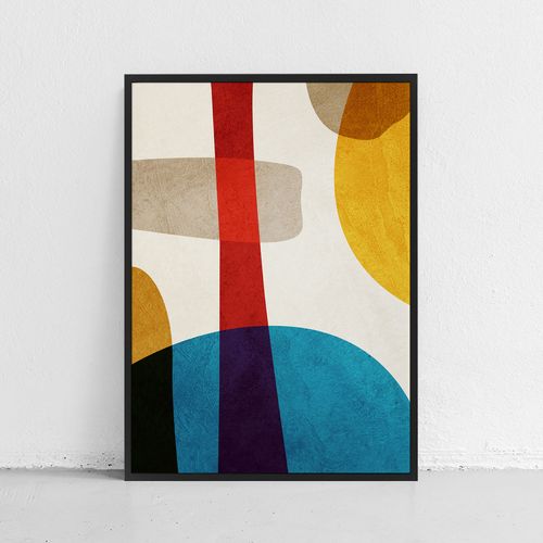 Plakat kolorowa abstrakcja geometryczna 21x30 cm w czarnej ramie na Arena.pl