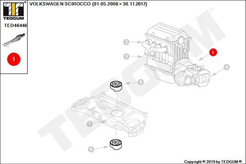 VW SCIROCCO PODUSZKA SILNIKA TYLNA 137138 08- na Arena.pl
