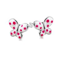 srebrne kolczyki z emalią - motylki dla dziewczynki - kse4962