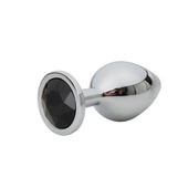 Silver Small Butt Plug With Black Diamond