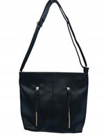 Herisson torebka worek dwa zamki pionowe skóra ekologiczna czarny 1052L2098