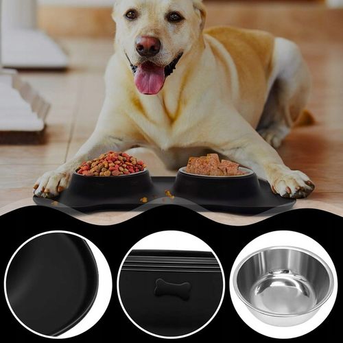 PODWÓJNA MISKA DLA PSA KOTA ANTYPOŚLIZGOWA + PODKŁADKA POD MISKI 2x450 ml na Arena.pl