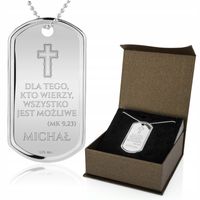 Nieśmiertelnik srebrny + GRAWER prezent NA BIERZMOWANIE DLA CHŁOPAKA