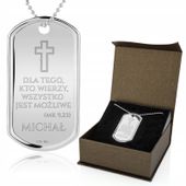 Nieśmiertelnik srebrny + GRAWER prezent NA BIERZMOWANIE DLA CHŁOPAKA