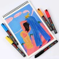 MARKERY AKRYLOWE ZESTAW 36 SZT Pisaki Flamastry Mazaki WODOODPORNE Z FARBĄ