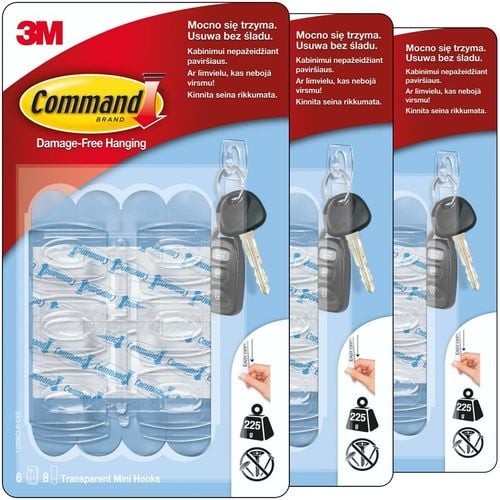 Haczyki Samoprzylepne COMMAND Przezroczyste bez wiercenia zestaw 18 na Arena.pl