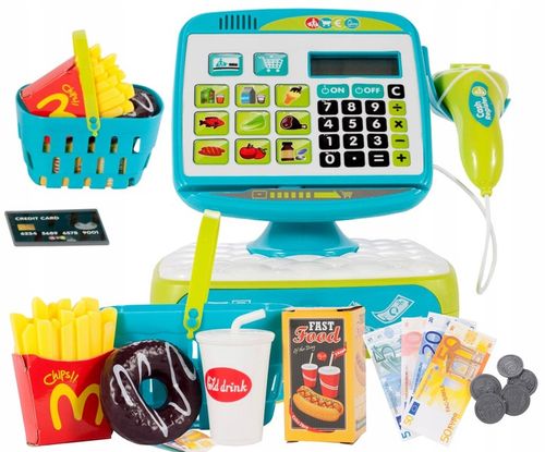 KASA FISKALNA SKLEPOWA Z DOTYKOWYM PANELEM KOSZYK DO ZABAWY DLA DZIECI na Arena.pl