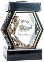 Znicz szklany złoty z cytatem na grób NA ŚWIĘTA Z GRAWEREM