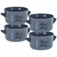 4x Miska BULIONÓWKA miseczka na zupę gulasz płatki z uszami uchwytami 600ml