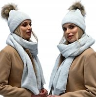 Czapka damska z dużym szalikiem Komplet zimowy MODNY Zestaw Polski KOLORY