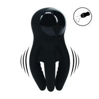 digital vibrating silicone penis head stimulator with tentacles - black