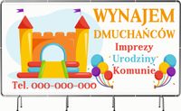 BANER REKLAMOWY 200x100cm projekt w cenie różne wzory WYNAJEM DMUCHAŃCÓW